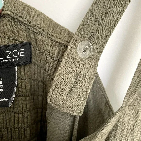 Rachel Zoe | Women's Olive Green Belted Wide Leg Crop Jumpsuit | sz 8 - Picture 5 of 6